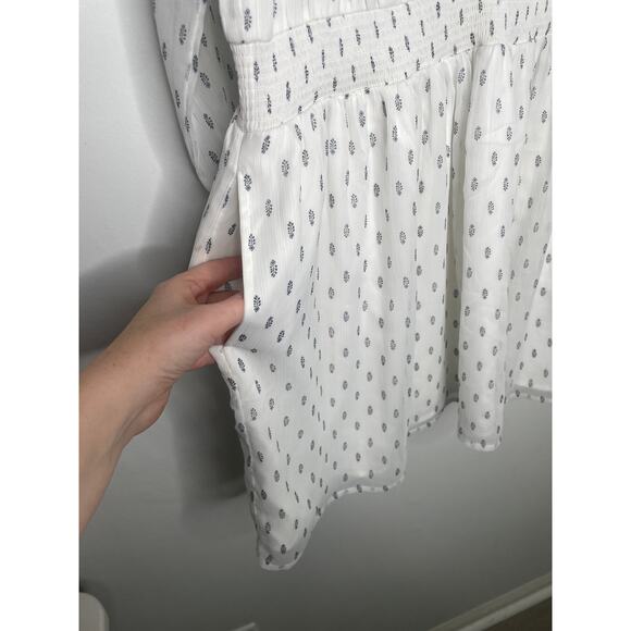 NWT Abercrombie & Fitch White Chiffon Peasant Dress XL Lace Up Long Sleeve - Picture 9 of 13